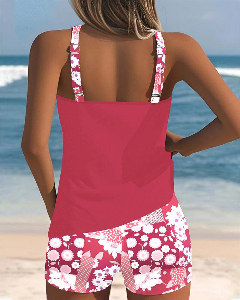 Colette | Swimsuit Tank Top & Printed Boxer Set – Playful, Coordinated Beachwear