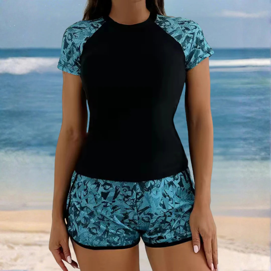 Viviana | Flattering Short-Sleeve Two-Piece Swimsuit Set