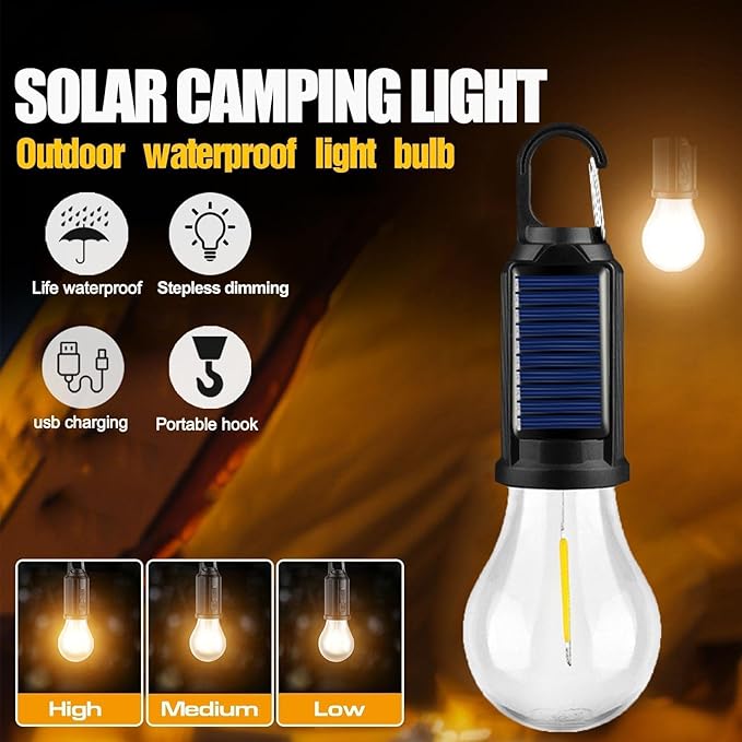 🔥🔥🔥Solar Tent Lights USB Rechargeable Led Camping Lantern