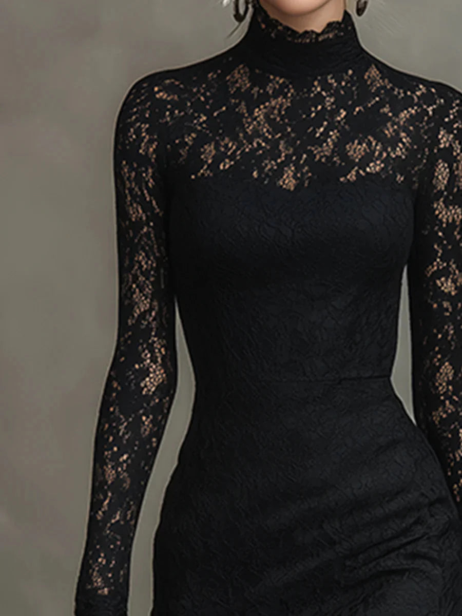 Claraine – Exquisite Lace Midi Dress for Sophisticated Style