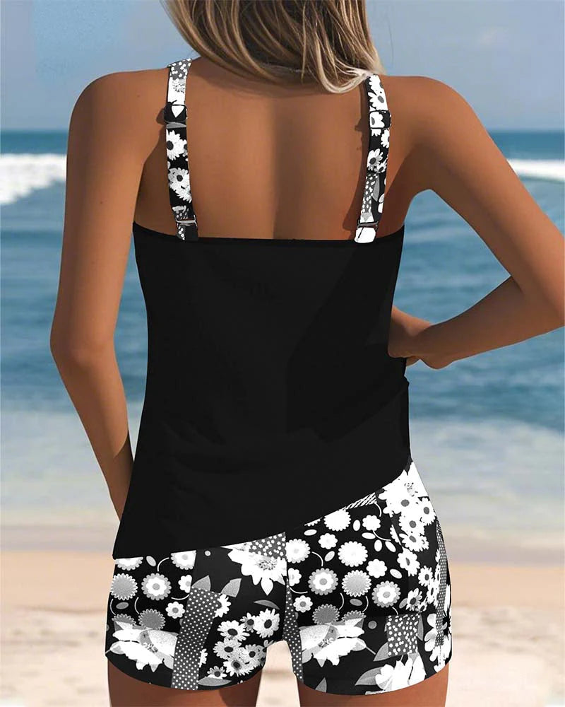 Colette | Swimsuit Tank Top & Printed Boxer Set – Playful, Coordinated Beachwear