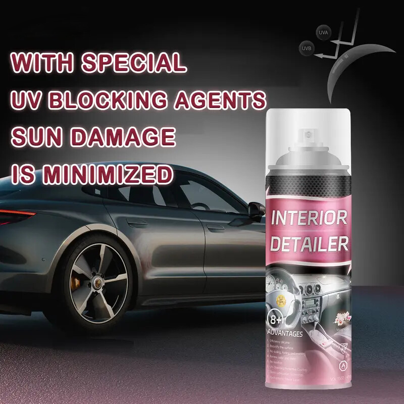 Car detailer spray on interior surfaces