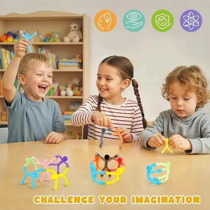 Assorted colorful magnetic building figures