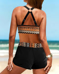 Maryan Geometric Pattern Bikini with High-Waist and Stretch Fabric