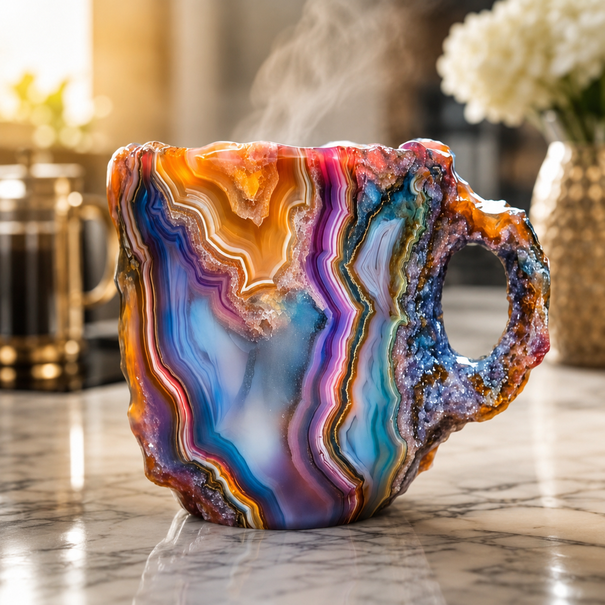 💎Gemstone-Inspired Sculptural Mug – Artistic Geode-Style Coffee Cup ☕✨