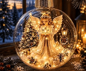 🎄🎄 Glowing Christmas Story Ornament – Light-Up Mini Holiday Scene✨