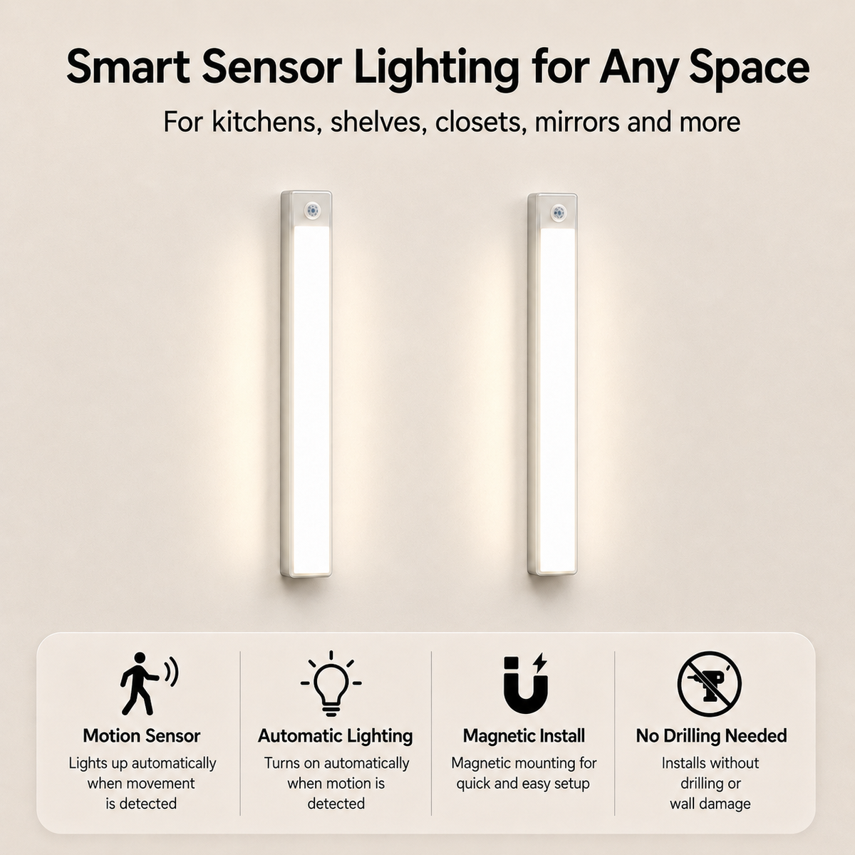 💡Rechargeable Motion Sensor Under-Cabinet LED Light