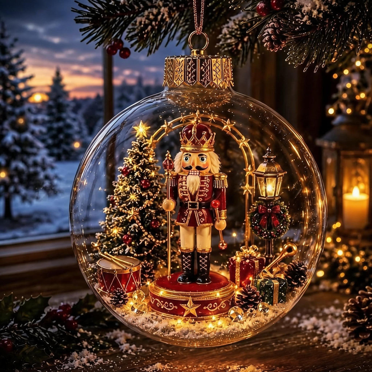 🎄🎄 Glowing Christmas Story Ornament – Light-Up Mini Holiday Scene✨