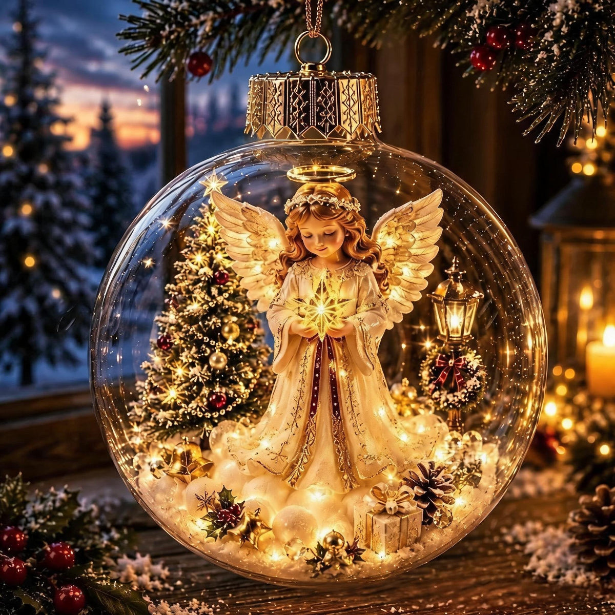 🎄🎄 Glowing Christmas Story Ornament – Light-Up Mini Holiday Scene✨