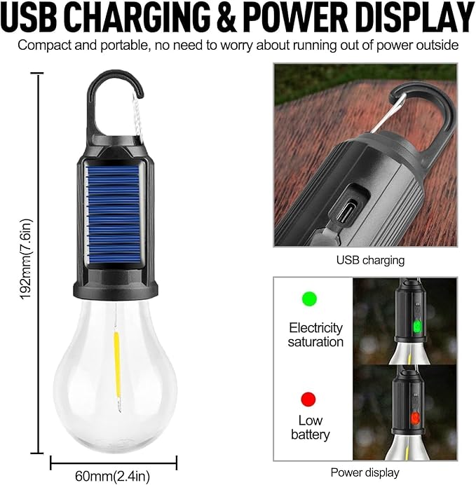 🔥🔥🔥Solar Tent Lights USB Rechargeable Led Camping Lantern