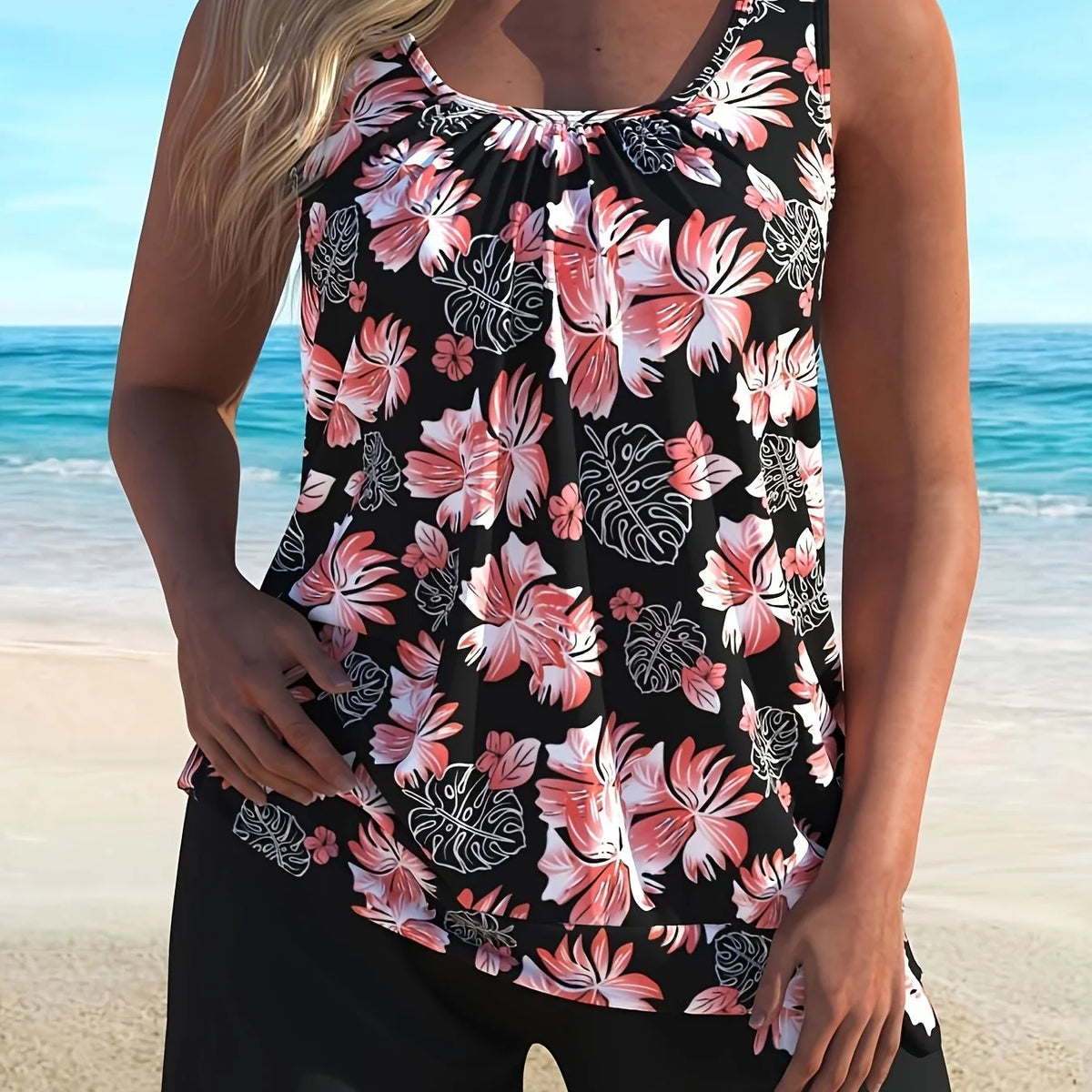 Clara Floral Print Tankini Set – Vibrant & Flattering Swimwear