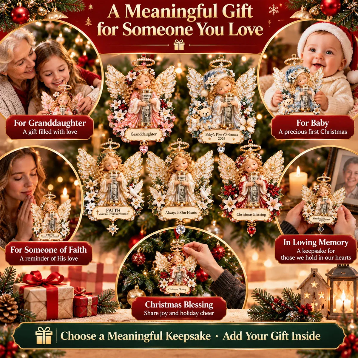 👼💵 3D Angel Christmas Cash Gift Ornament – Holiday Money Holder Keepsake ✨