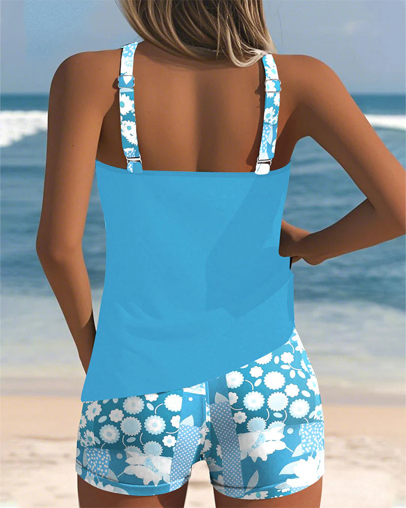Colette | Swimsuit Tank Top & Printed Boxer Set – Playful, Coordinated Beachwear