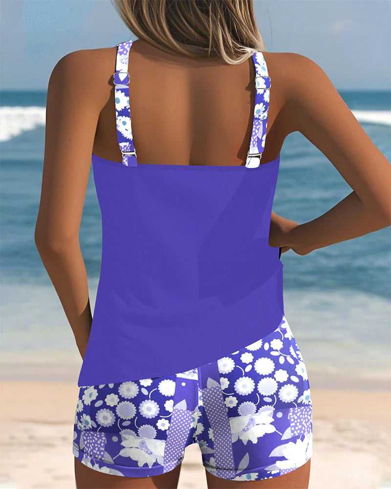 Colette | Swimsuit Tank Top & Printed Boxer Set – Playful, Coordinated Beachwear
