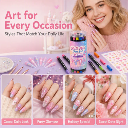 💅 LIMITED‑TIME 70% OFF! 💥 24 Colors Dual Ended Nail Art Pens Set – Creative, Salon‑Quality, Easy DIY ✨