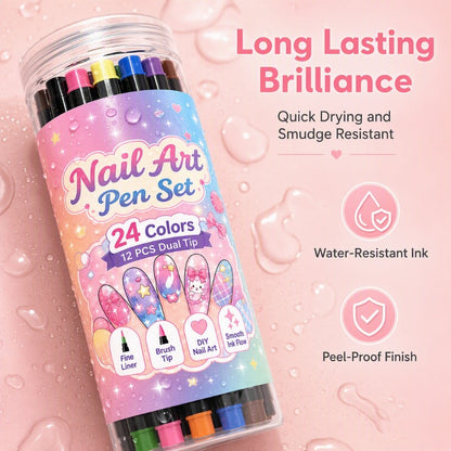 💅 LIMITED‑TIME 70% OFF! 💥 24 Colors Dual Ended Nail Art Pens Set – Creative, Salon‑Quality, Easy DIY ✨