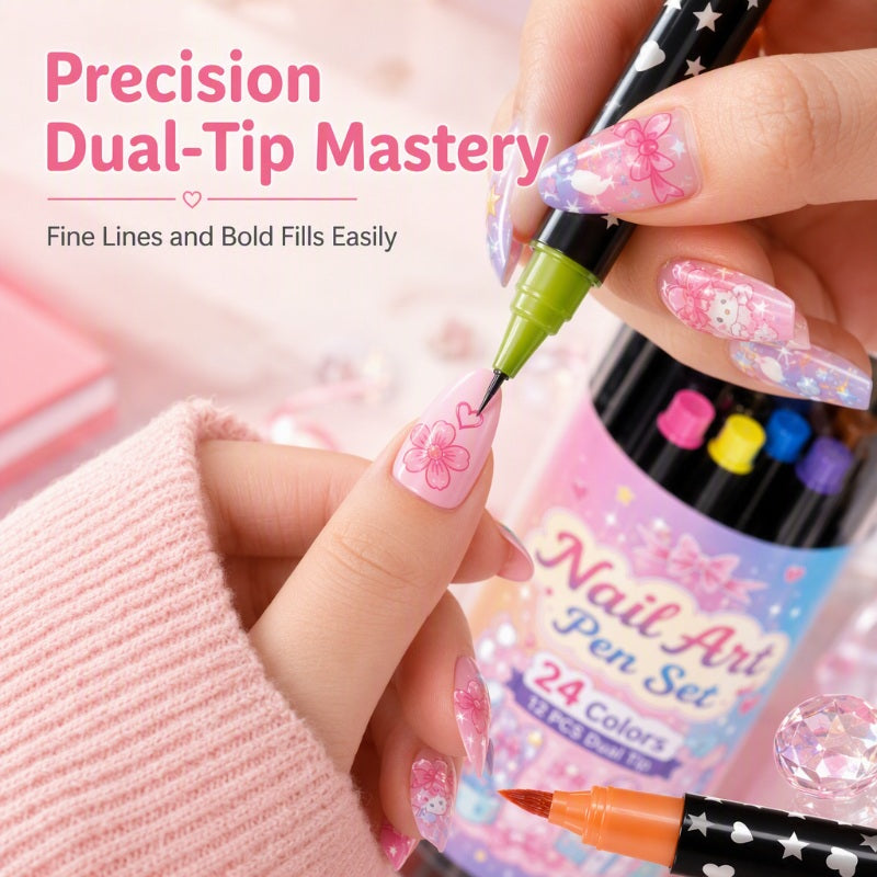 💅 LIMITED‑TIME 70% OFF! 💥 24 Colors Dual Ended Nail Art Pens Set – Creative, Salon‑Quality, Easy DIY ✨