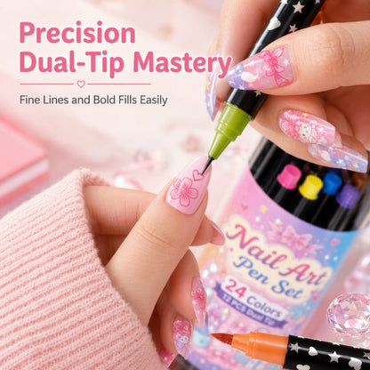 💅 LIMITED‑TIME 70% OFF! 💥 24 Colors Dual Ended Nail Art Pens Set – Creative, Salon‑Quality, Easy DIY ✨