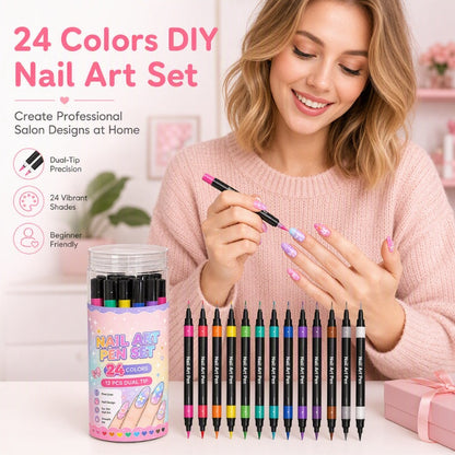 💅 LIMITED‑TIME 70% OFF! 💥 24 Colors Dual Ended Nail Art Pens Set – Creative, Salon‑Quality, Easy DIY ✨