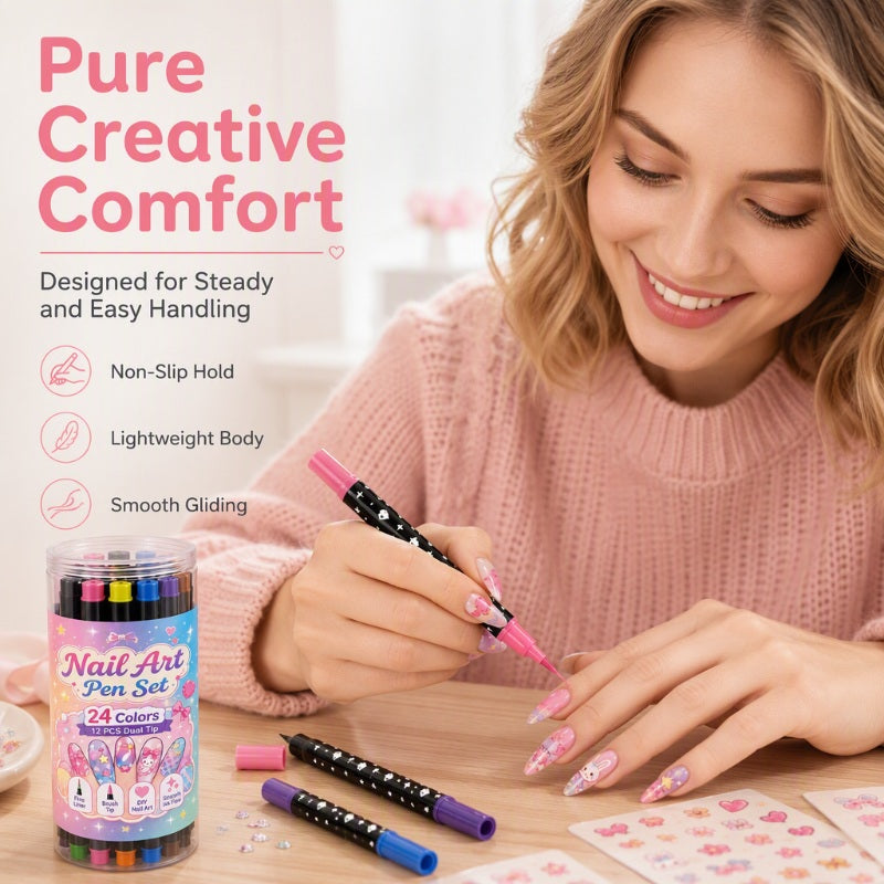 💅 LIMITED‑TIME 70% OFF! 💥 24 Colors Dual Ended Nail Art Pens Set – Creative, Salon‑Quality, Easy DIY ✨